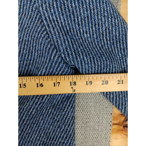 Chicos Open Front Jacket Womens Size 8 Blue Tweed Fringe Military Evening Casual - Picture 12 of 15